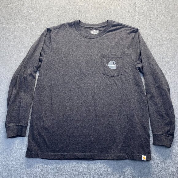 Carhartt Men’s Size 2XL Relaxed Fit Shirt Long Sleeve,Dark Gray  Logo - Picture 1 of 12
